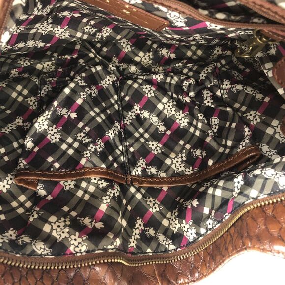 JESSICA SIMPSON Brown Faux Leather Reptile Tassle Shoulder Bag Purse - Picture 6 of 12